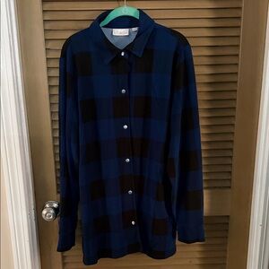 Blue and Black Plaid Snap Shirt